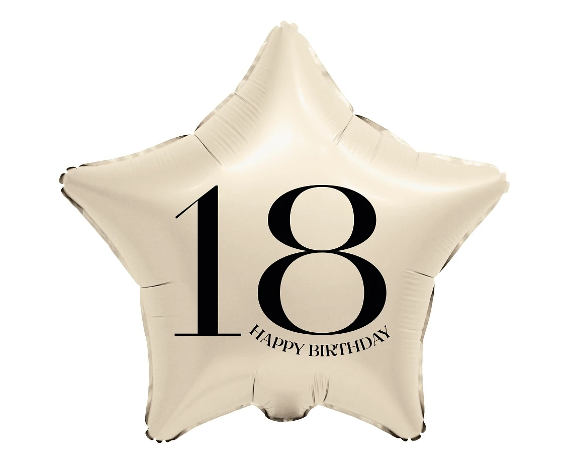Foil Balloon 18" - Star with Number "18" (creamy)